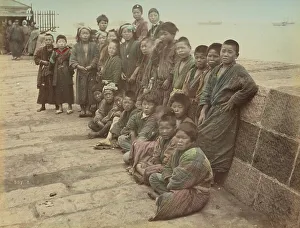 Harbour Wall Prints: Group of Children, 1870s-1890s. Creator: Kusakabe Kimbei