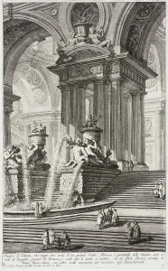 Vedute Di Roma Prints: Group of columns which support two arches of a great courtyard
