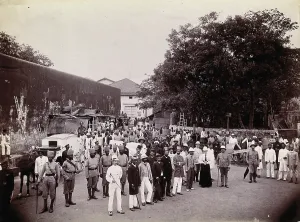 Mumbai Maharashtra India Prints: A group comprising doctors, health and public officials gathered on a street in Bombay