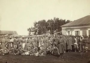 Convicts Prints: Group of convicts ready to embark on a prison barge