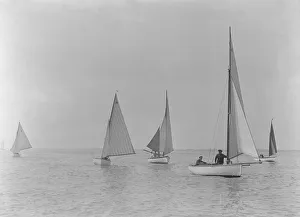 Gunter Rig Prints: Group of East Cowes Sailing Club Boats, July 1921. Creator: Kirk & Sons of Cowes