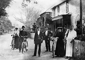 Group of Edwardian cyclists at Exbury in Hampshire. Creator: Unknown Group of Edwardian cyclists at Exbury in Hampshire. Creator: Unknown