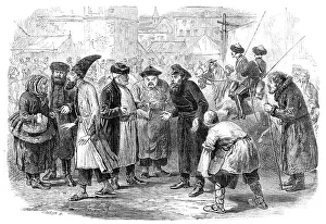 A group at the Great Annual Fair at Nijni Novgorod, Central Russia, 1864. Creator: Mason Jackson