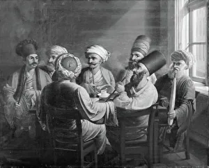 Nargilah Prints: A group of Greek, Armenian and Turkish merchants in a coffee house in Vienna