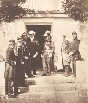Roger Prints: Group at Head Quarters, 1855. Creator: Roger Fenton