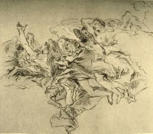 Hovering Prints: Group of hovering Angels, c1755, (1928). Artist: Giovanni Battista Tiepolo