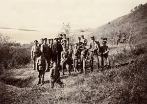 Irkutsk Prints: A group of Irkutsk high school students with a teacher on the bank of the river (Ushakovka)