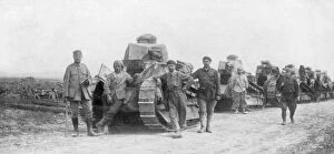 Aisne Gallery: A group of light tanks, Soissons, France, 1918