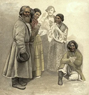 Gipsy Prints: A group of men - Siberian peasants and gypsies