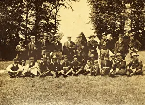 Buckinghamshire Prints: Group of men in uniform in front of a tipi, Buckinghamshire, 1913. Creator: Unknown
