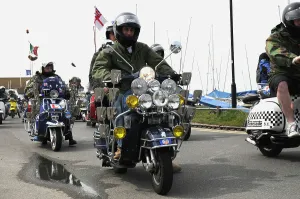 Scooter Prints: Group of Mods on their Scooters at Mudeford 2008