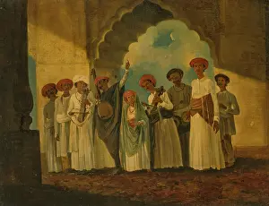 Play Music Prints: A group of musicians playing Sarangi
