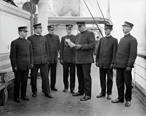 Crewmen Prints: Group of officers on deck, Greenwich, Conn. between 1905 and 1915. Creator: Unknown