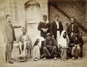 Pinstripe Prints: A group of people with leprosy in Jerusalem: a man in a striped suit