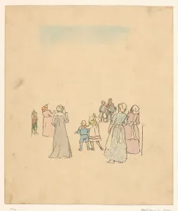 Group of people listening to children playing music, c.1880-c.1910. Creator: Anon