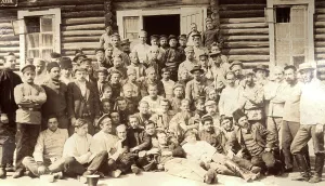 Irkutsk State University Prints: A Group Picture of Convicts in Front of the Kitchen