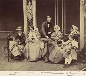 Antoine Franz Gallery: [Group Portrait of Five Adults and Two Children in a Garden], 1850s-60s. Creator: Franz Antoine