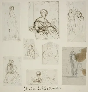 Delaunay Jules Elie Prints: Group of Portrait and Compositional Studies, n. d. Creator: Jules Elie Delaunay