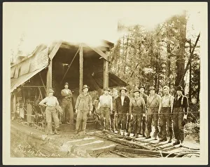 Logging Prints: Group portrait: Loggers, about 1910-1930. Creator: Darius Kinsey