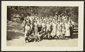 Group Portrait in Orchard, 1907-1943. Creator: Louis Fleckenstein