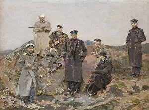 Mamontov Prints: Group portrait of Savva Mamontov, Sergei Witte with the railway engineers