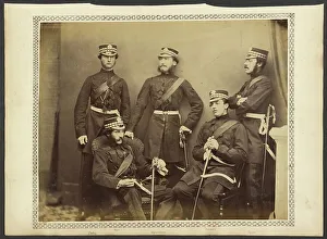 Group portrait of Scots Guards, about 1855-1865. Creator: Unknown