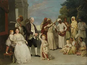 Mixed Race Group Prints: Group Portrait of Sir Elijah and Lady Impey, 1783. Creator: Johan Zoffany