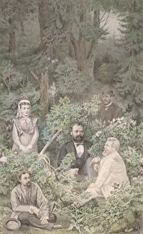 Znamensky Mikhail Prints: Group portrait of Tobolians with the author on Isker