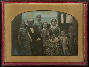 Daguerreotype Prints: Group portrait of an Unidentified Family, about 1845. Creator: Unknown