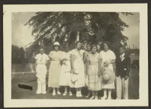Blazer Prints: Group Portrait of Youths Dressed in White, 1907-1943. Creator: Louis Fleckenstein