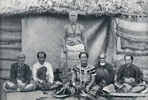 Samoa Gallery: A group of Samoans, including the well-known rebel Mata afa Iosefo (the standing figure), 1902