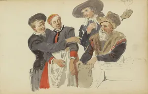 Moeyaert Claes Cornelisz Prints: Group in seventeenth-century clothing, c. 1846-c. 1882. Creator: Cornelis Springer