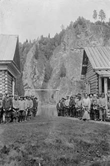 Russian Federation Prints: Group of Shoria Men in the Srednii Chilei Ulus, 1913. Creator: GI Ivanov