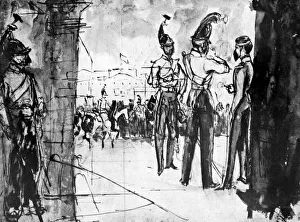 Paul George Prints: Group of Soldiers, (1930). Artist: Constantin Guys