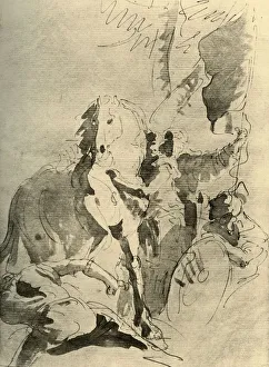 Group of Soldiers with a Horse, mid 18th century, (1928). Artist: Giovanni Battista Tiepolo
