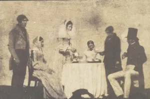 Teapot Prints: Group Taking Tea at Lacock Abbey, August 17, 1843. Creator: William Henry Fox Talbot