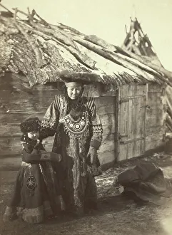 Tartar Prints: Group of Tartars [ie, Tatars], maiden & boy at small village near Minisinsk