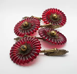 Glass And Metal Prints: Group of four tie backs, 1860 / 1900. Creator: Unknown