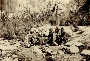 Irkutsk Prints: A group of travelers at the holy spring