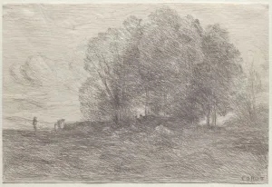 Cliche Verre Prints: Group of Trees, 1858. Creator: Jean Baptiste Camille Corot (French, 1796-1875)