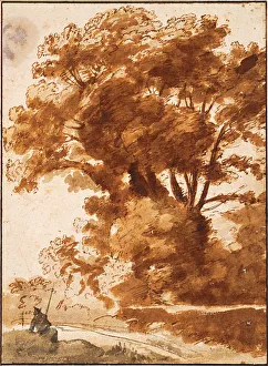 Group of Trees and Resting Sheperd, 1630s. Artist: Lorrain, Claude (1600-1682) Group of Trees and Resting Sheperd, 1630s. Artist: Lorrain, Claude (1600-1682)