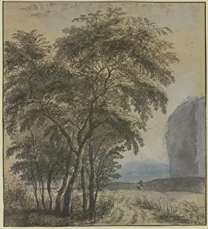 Both Jan Prints: Group of trees, a rock and a man on the right. Creator: Jan Dirksz Both