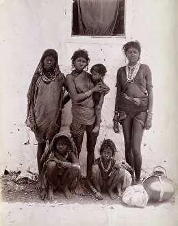 Mumbai Maharashtra India Prints: A group of women and children wearing decorated rings in their noses: Bombay