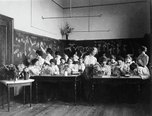 Cyanotypes 1890 1900 Gmgpc Prints: Group of young women studying plants in normal school