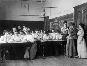 Cyanotypes 1890 1900 Gmgpc Prints: Group of young women studying static electricity in normal school