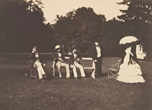 Baldus Collection: Groupe dans le parc du chateau de La Faloise, 1856. Creator: Edouard Baldus