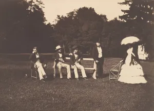 Baldus Prints: Groupe dans le parc du chateau de La Faloise, 1856. Creator: Edouard Baldus