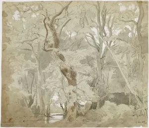 Schirmer Johann Wilhelm Prints: Grove Landscape, Copy after Schirmer, 1868. Creator: Oscar Kleineh