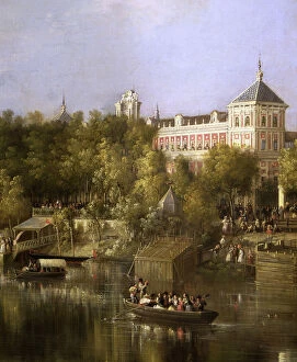Sevilla Gallery: The Guadalquivir, 1851, detail, pier and San Telmo Palace in Seville, Manuel Barron Oil