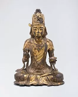 Copper Alloy Collection: Guanyin (Avalokiteshvara) Holding Lotus-Form Cup, Yuan dynasty (1279-1368), 14th century